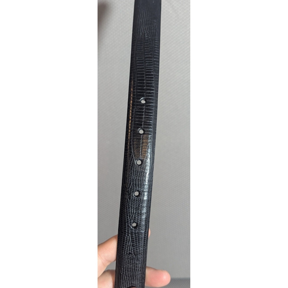 NWT Talbots Black Lizard Embossed Leather Belt Gold Buckle Italy 3X 6016W - Picture 5 of 7